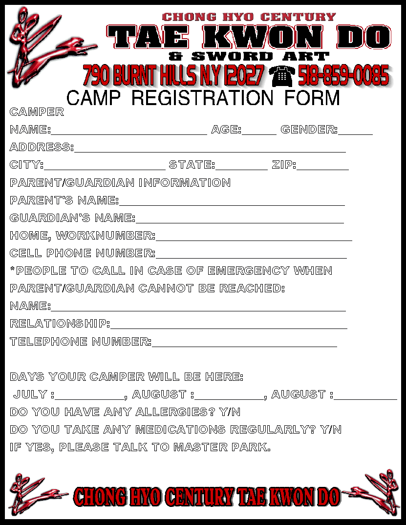 CAMP REGISTRATION FORM